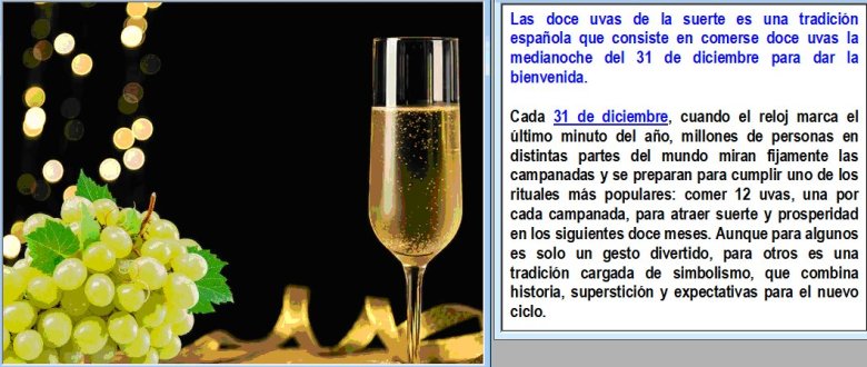 Las doce uvas de la suerte es una tradici&oacute;n espa&ntilde;ola 