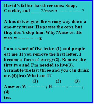 Three little riddles